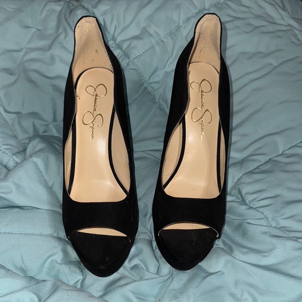 Elegant Black Peep-Toe Heels